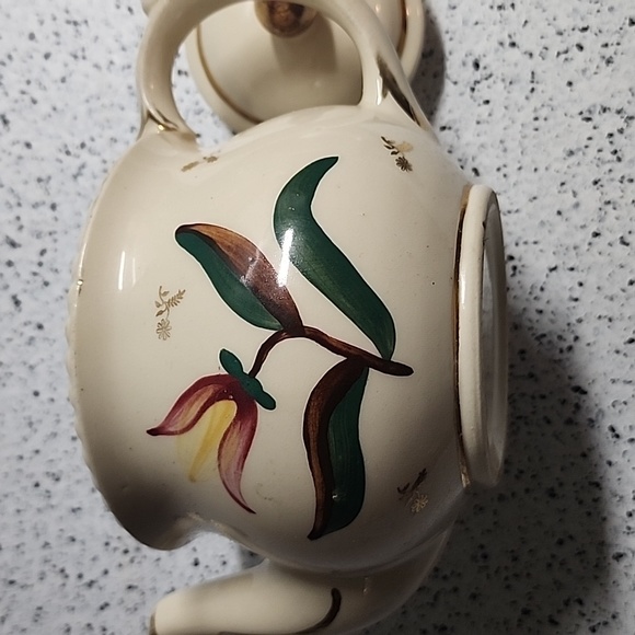 Vintage SHAWNEE POTTERY Hand Painted Ceramic Teapot Floral Motif USA 4.5" tall - Picture 5 of 6